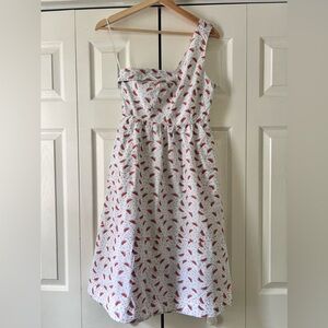 Anthropologie watermelon one shoulder dress US size 00 like new